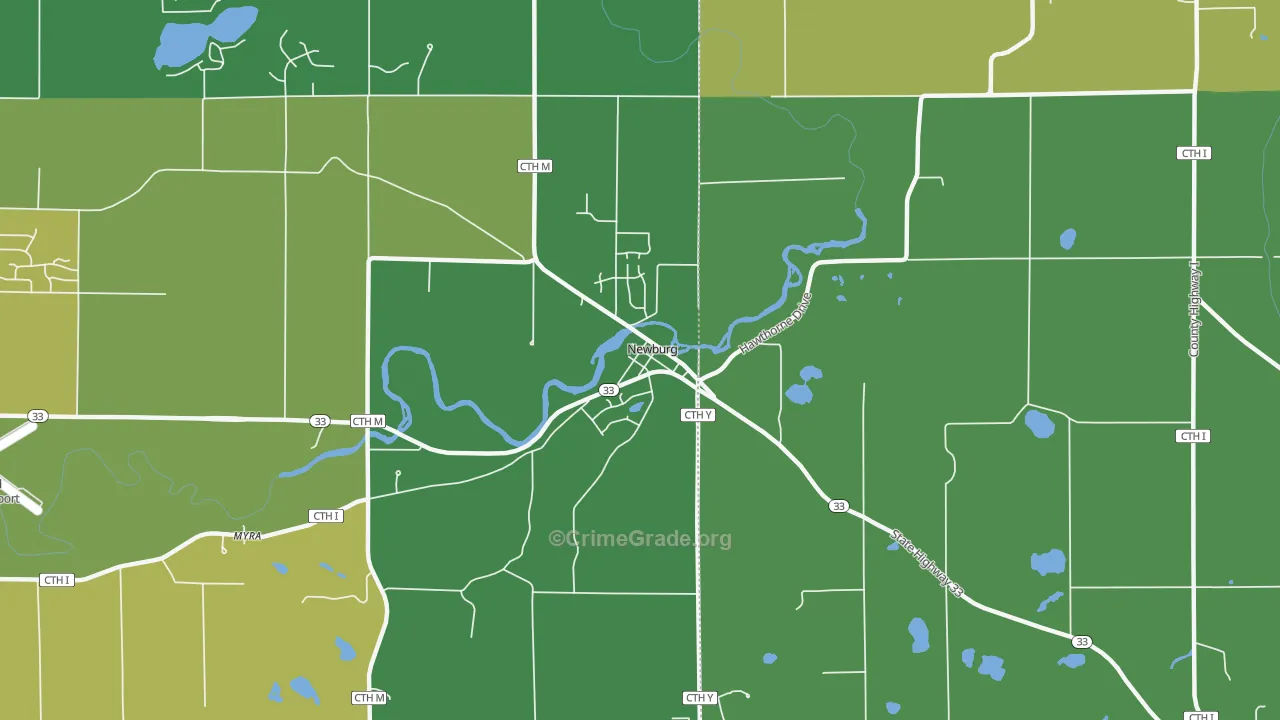 Newburg, WI Map of Drug-Related Crime Rates