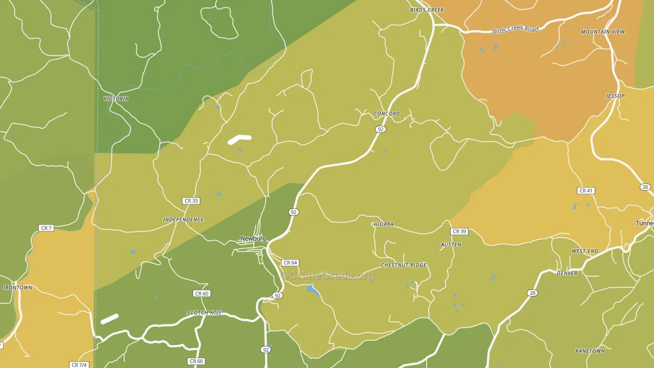Newburg, WV Map of Drug-Related Crime Rates