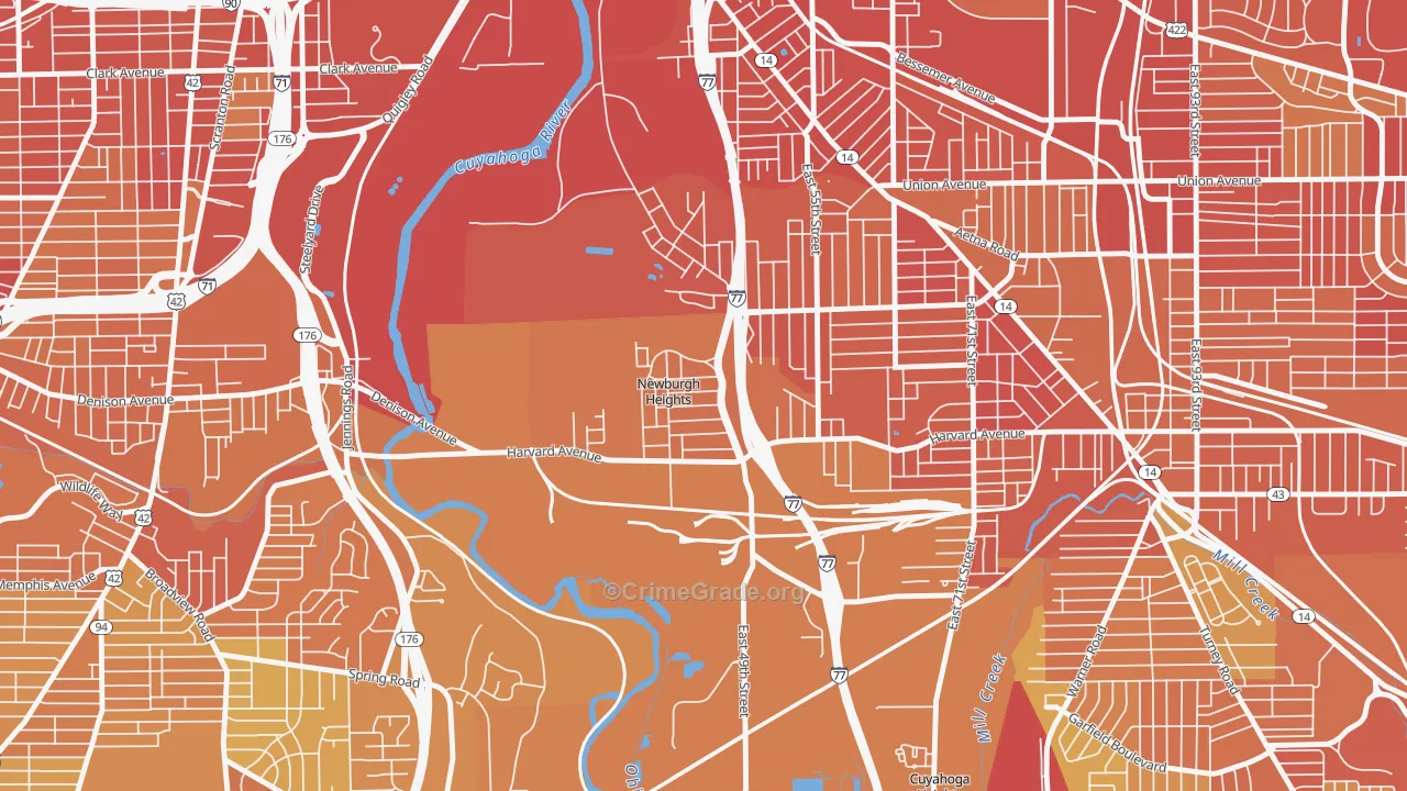 Newburgh Heights, OH Map of Drug-Related Crime Rates
