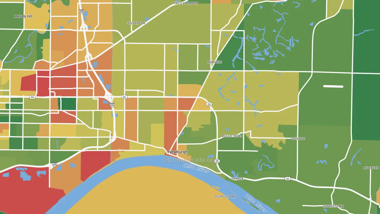 Newburgh, IN Map of Drug-Related Crime Rates