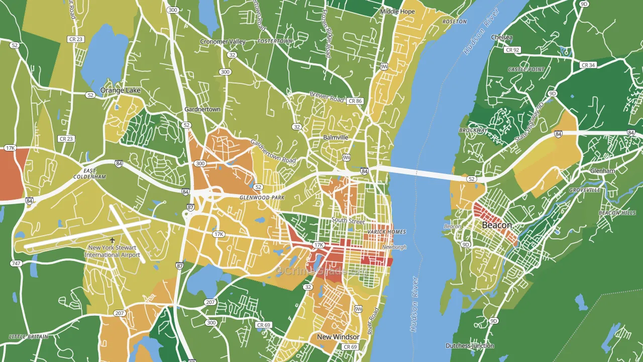 Newburgh, NY Map of Drug-Related Crime Rates