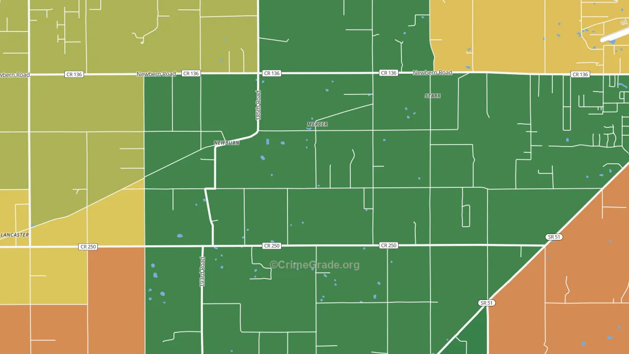 Newburn, FL Map of Drug-Related Crime Rates