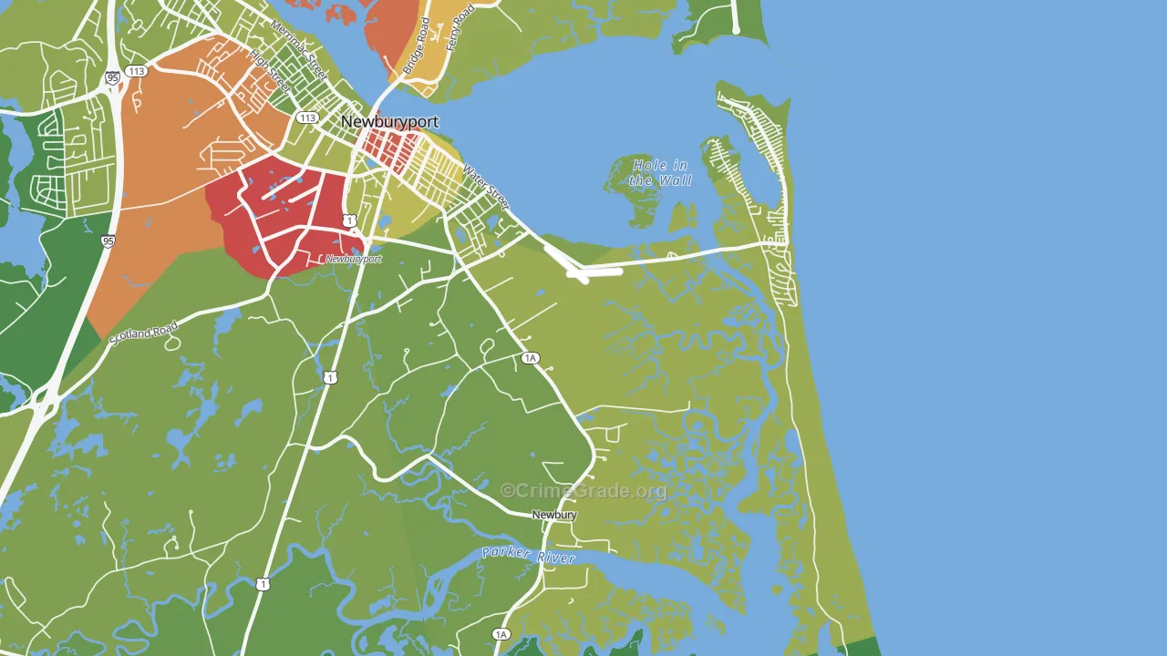 Newbury, MA Map of Drug-Related Crime Rates
