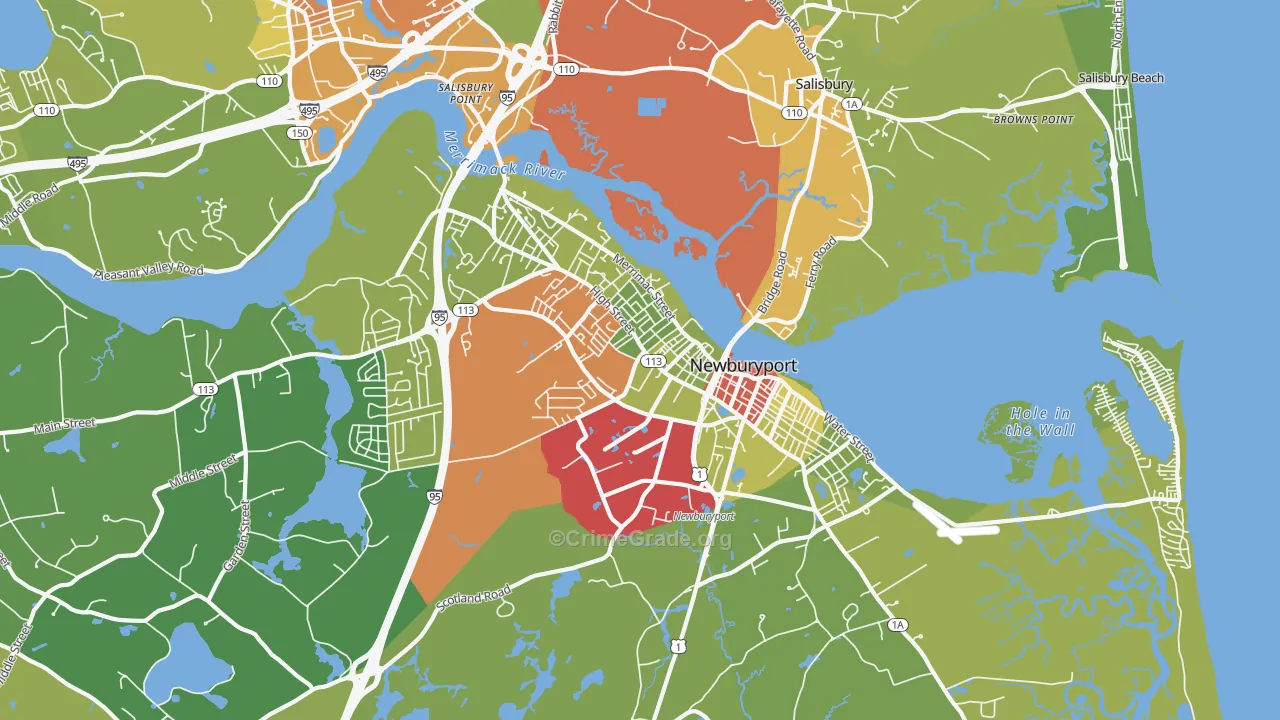 Newburyport, MA Map of Drug-Related Crime Rates