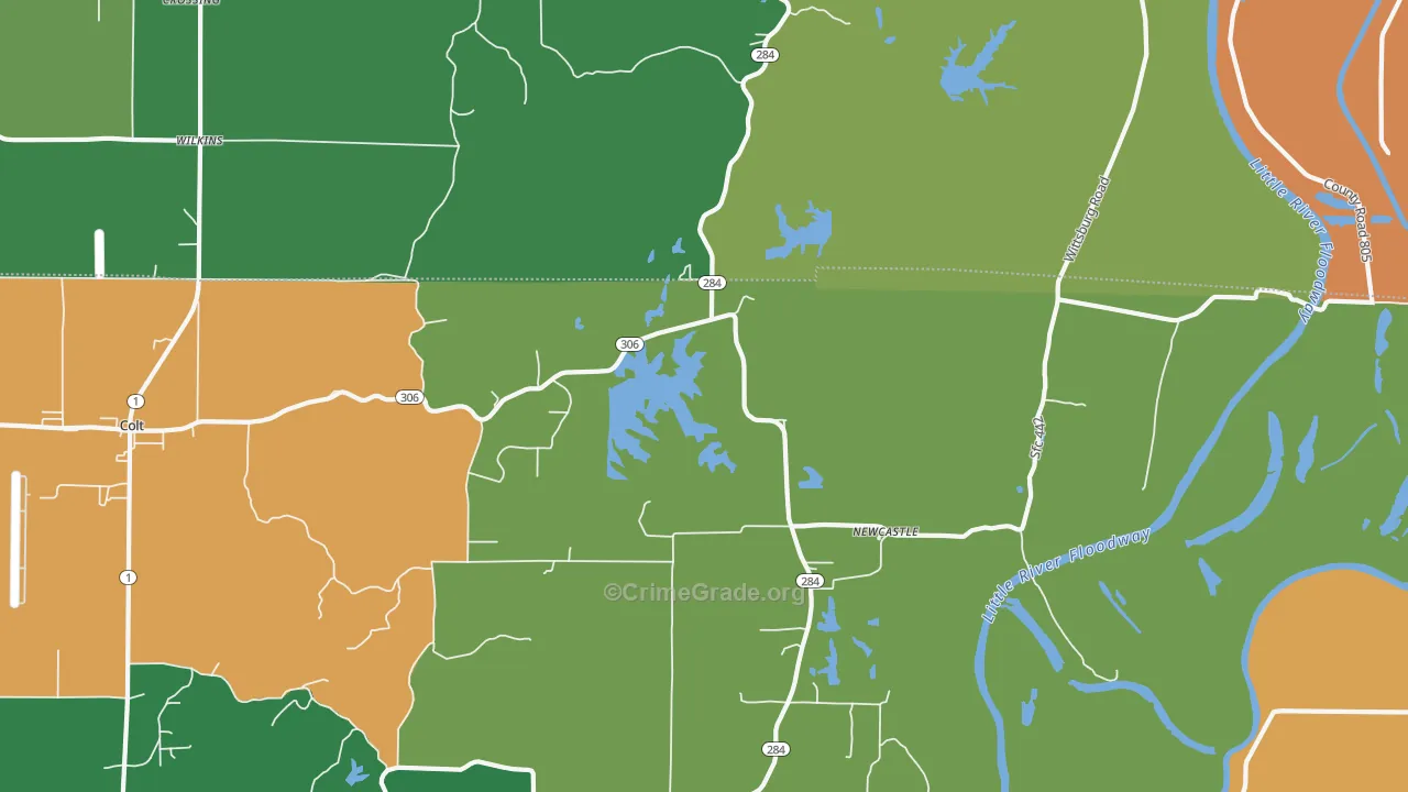Newcastle, AR Map of Drug-Related Crime Rates