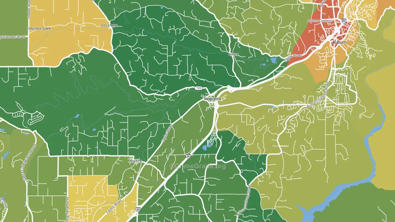 Newcastle, CA Map of Drug-Related Crime Rates