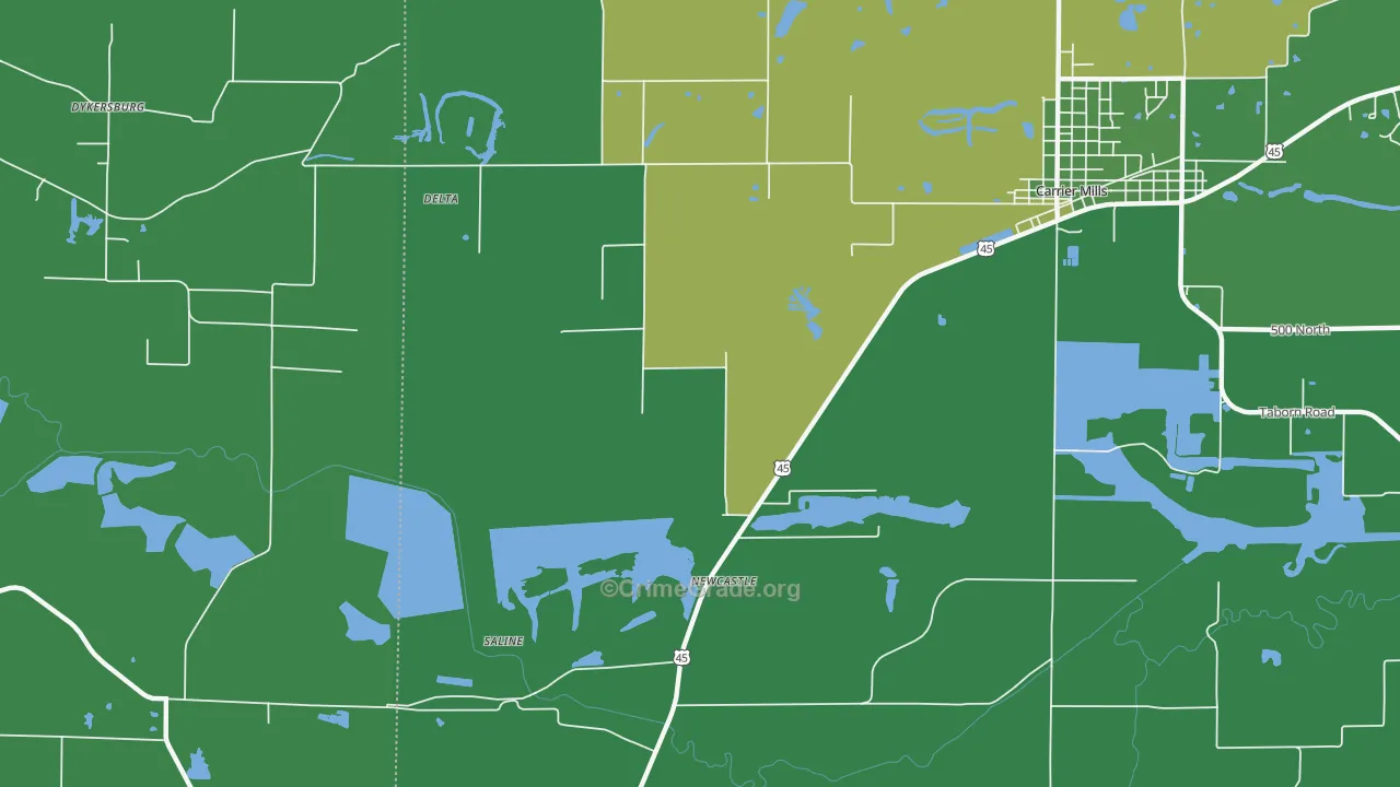 Newcastle, IL Map of Drug-Related Crime Rates