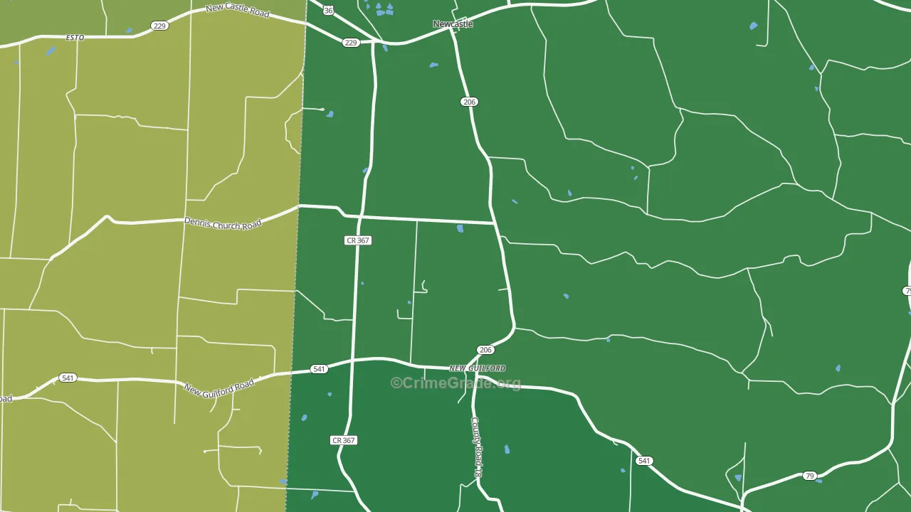 Newcastle, OH Map of Drug-Related Crime Rates