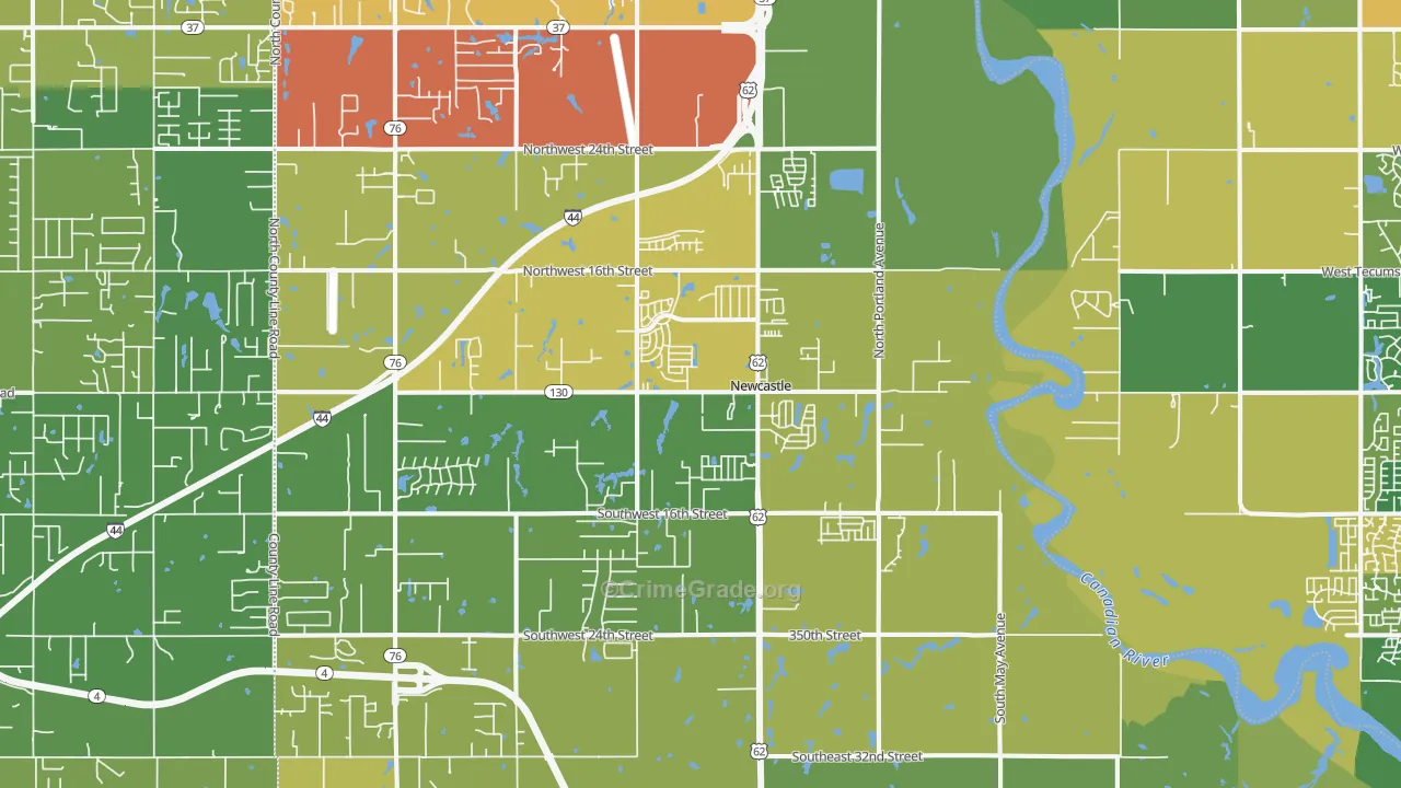 Newcastle, OK Map of Drug-Related Crime Rates