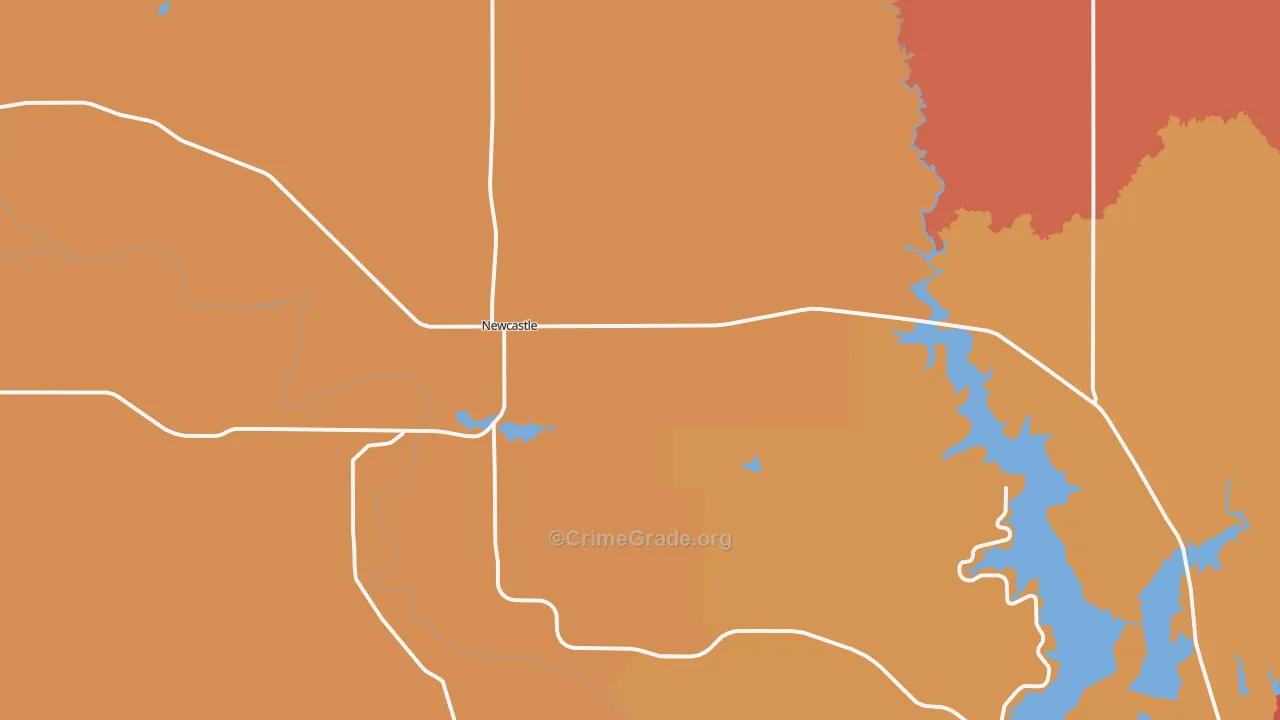 Newcastle, TX Map of Drug-Related Crime Rates