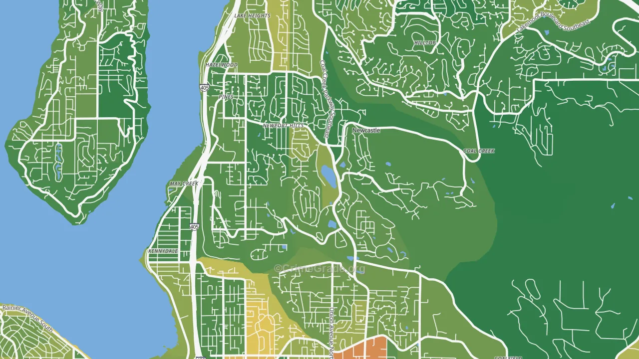 Newcastle, WA Map of Drug-Related Crime Rates