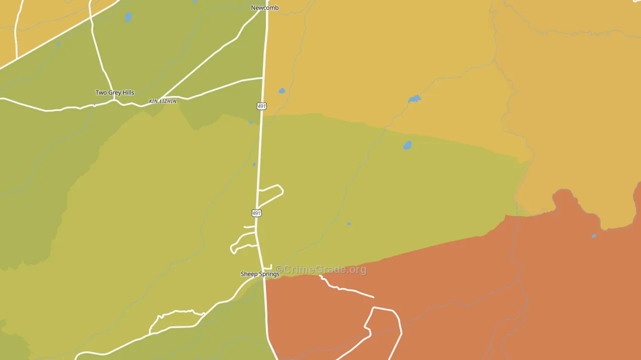 Newcomb, NM Map of Drug-Related Crime Rates