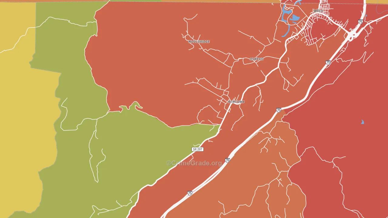 Newcomb, TN Map of Drug-Related Crime Rates