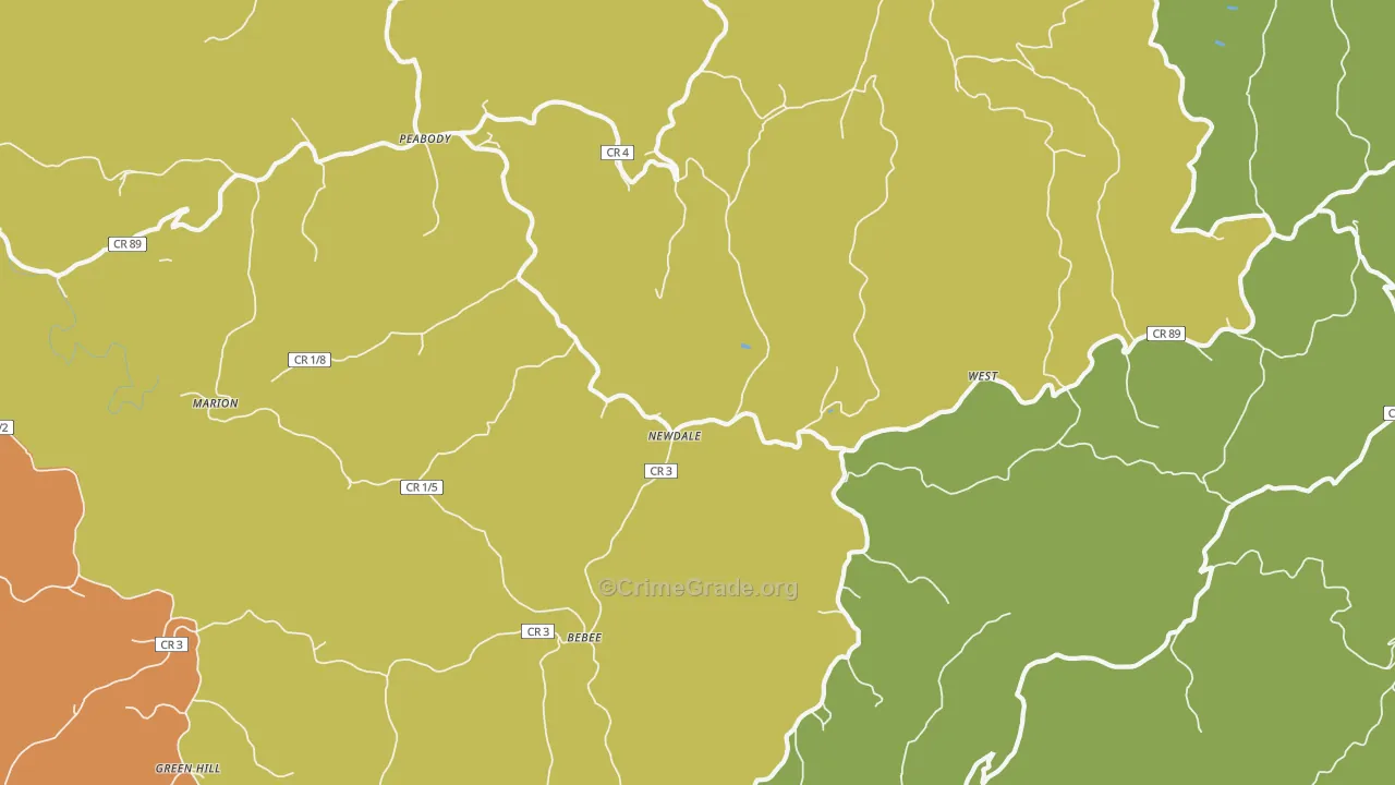 Newdale, WV Map of Drug-Related Crime Rates