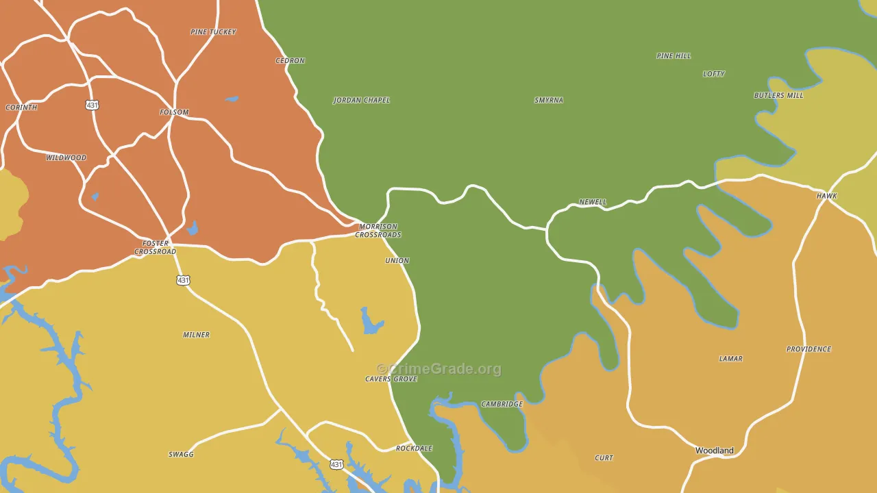 Newell, AL Map of Drug-Related Crime Rates