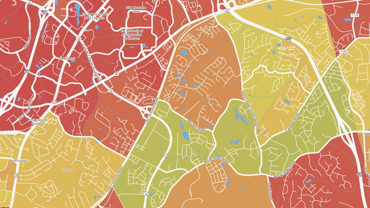 Newell, Charlotte, NC Map of Drug-Related Crime Rates