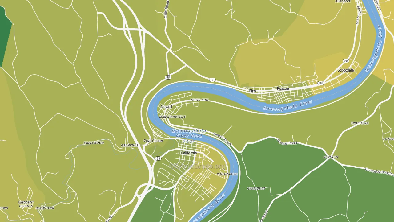 Newell, PA Map of Drug-Related Crime Rates