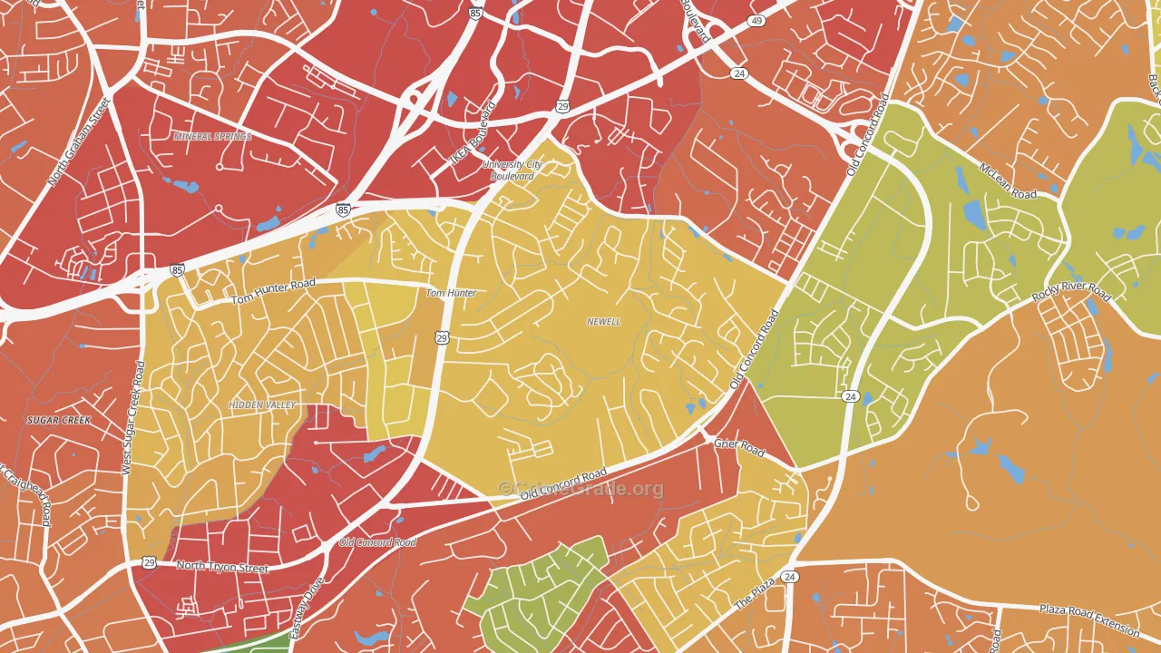 Newell South, Charlotte, NC Map of Drug-Related Crime Rates