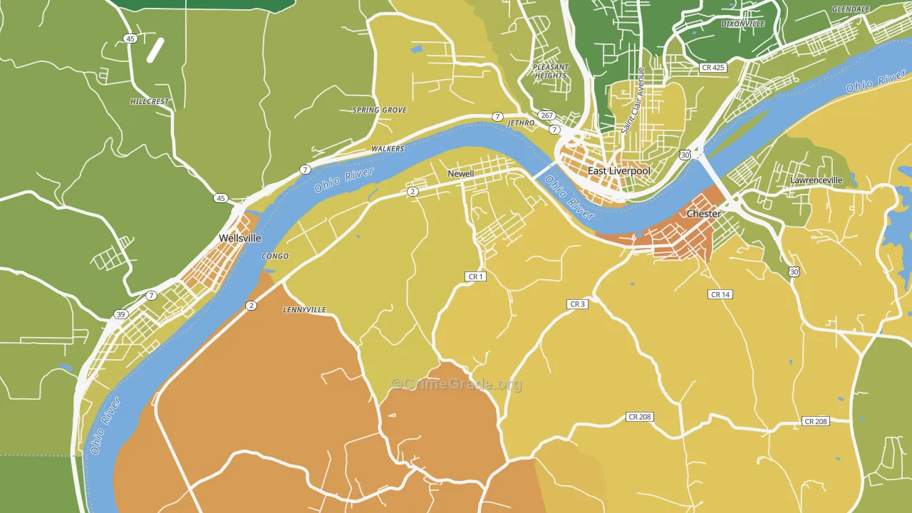 Newell, WV Map of Drug-Related Crime Rates
