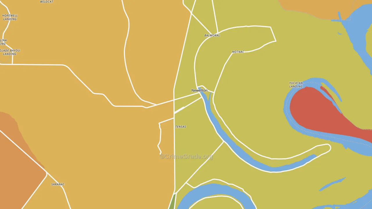 Newellton, LA Map of Drug-Related Crime Rates