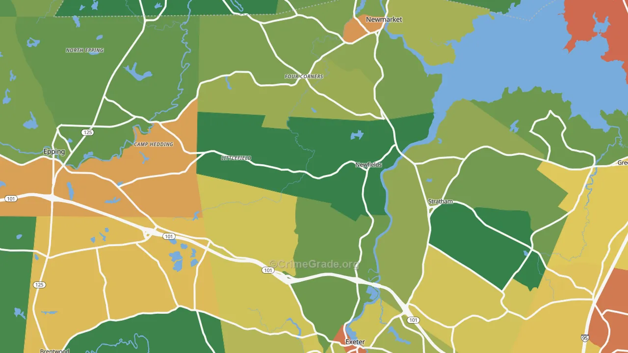 Newfields, NH Map of Drug-Related Crime Rates