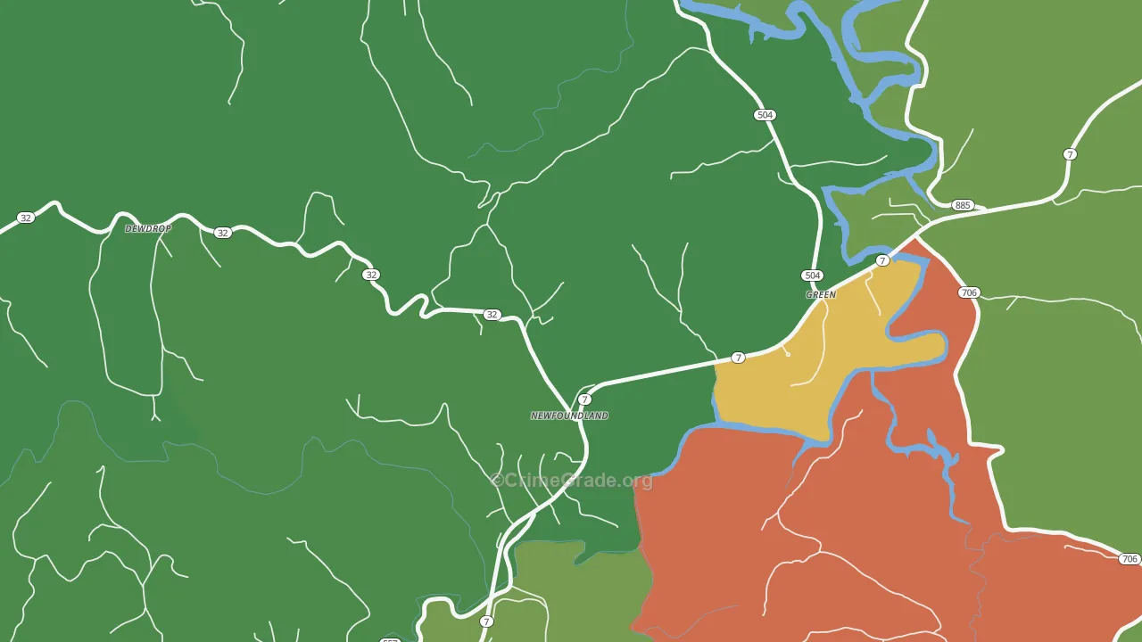 Newfoundland, KY Map of Drug-Related Crime Rates