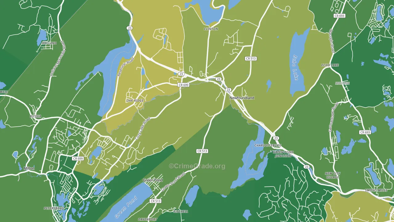 Newfoundland, NJ Map of Drug-Related Crime Rates