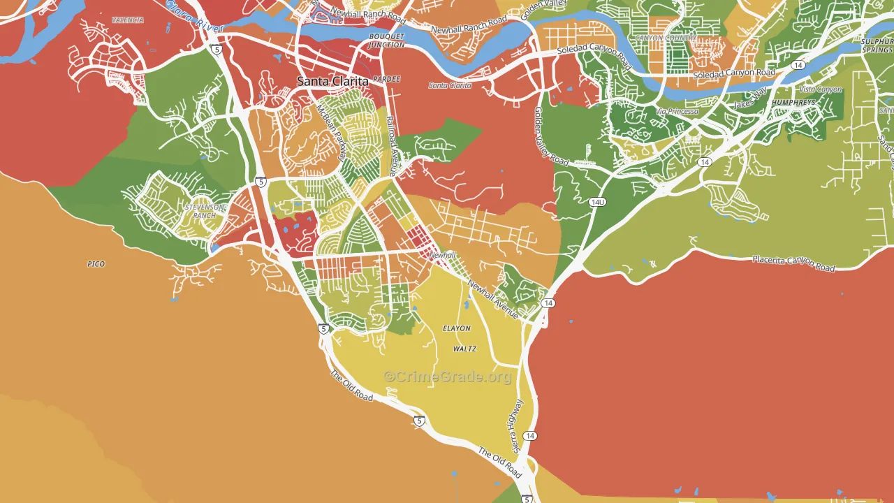 Newhall, CA Map of Drug-Related Crime Rates
