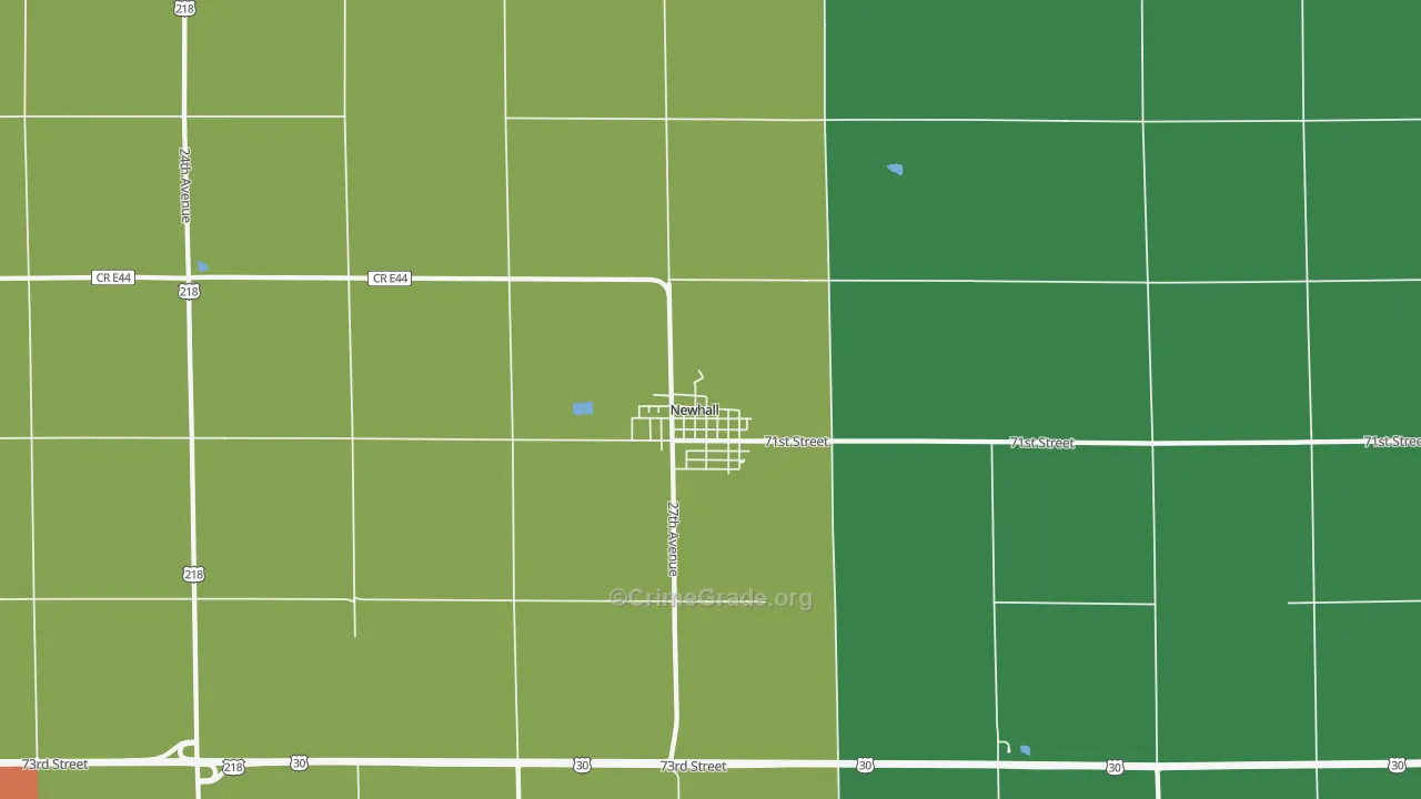 Newhall, IA Map of Drug-Related Crime Rates