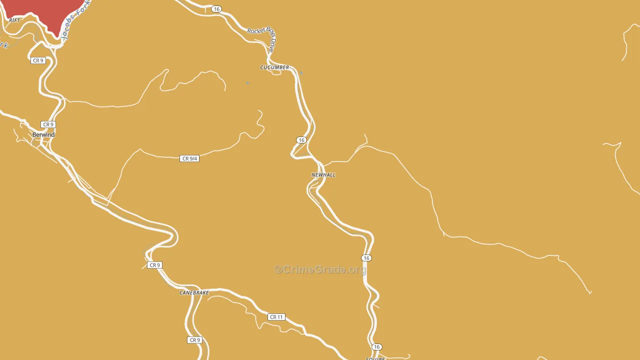 Newhall, WV Map of Drug-Related Crime Rates