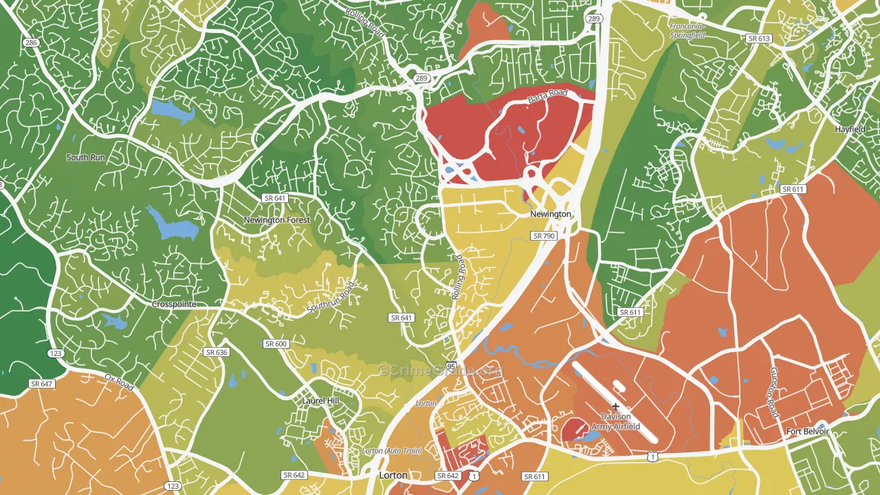 Newington, VA Map of Drug-Related Crime Rates