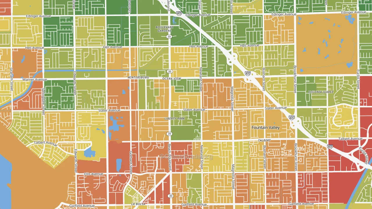 Newland, Huntington Beach, CA Map of Drug-Related Crime Rates