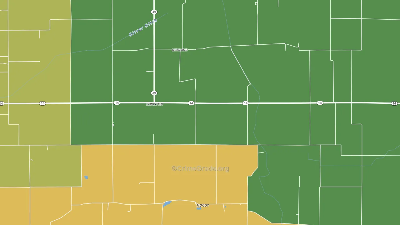 Newland, IN Map of Drug-Related Crime Rates