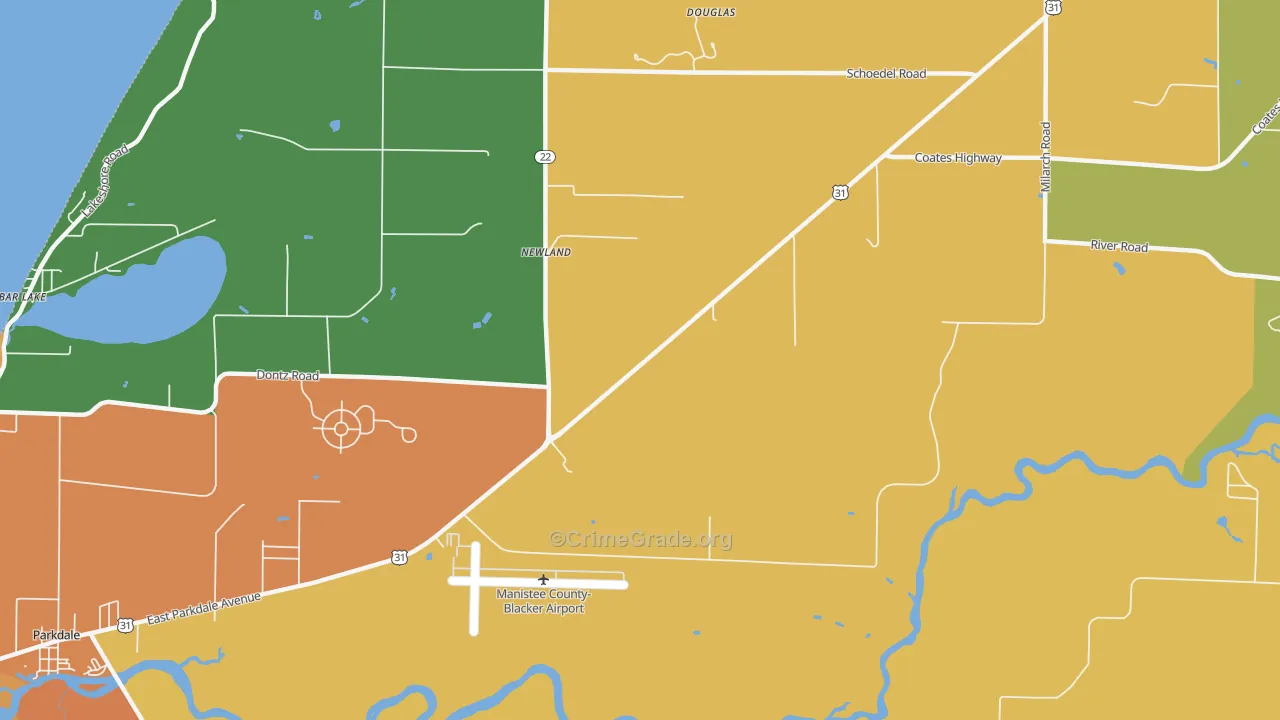 Newland, MI Map of Drug-Related Crime Rates