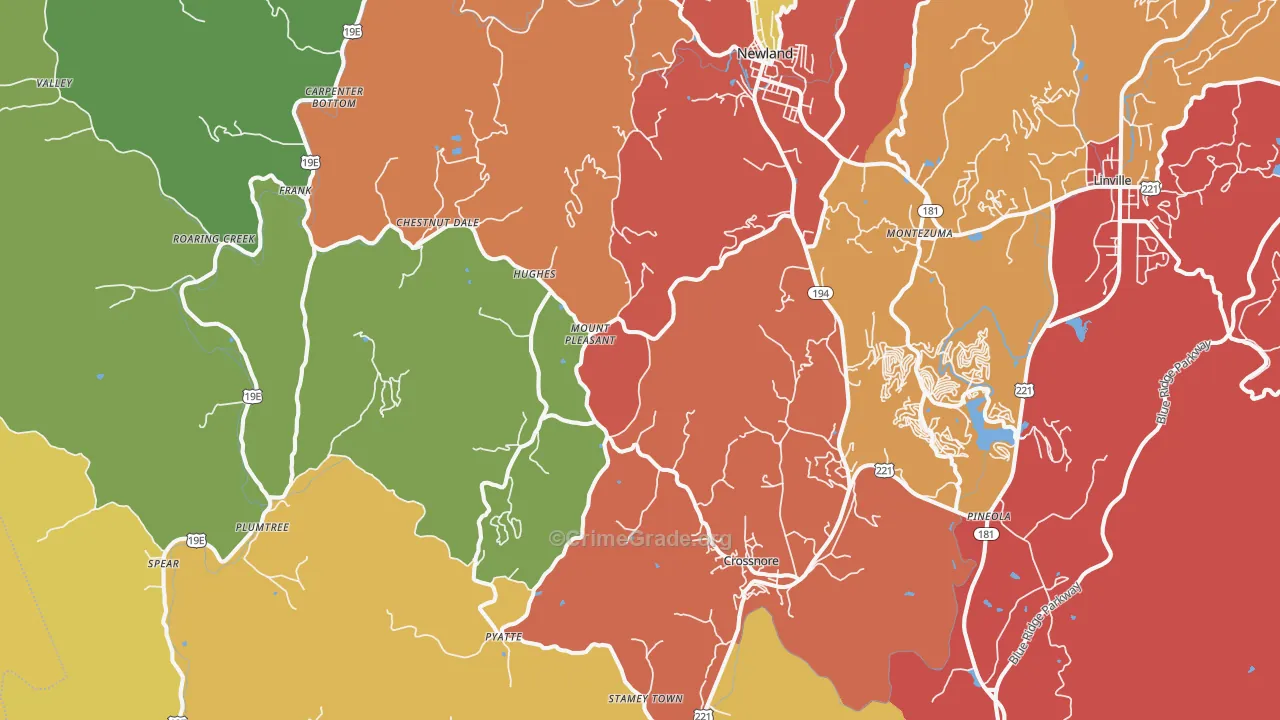 Newland, NC Map of Drug-Related Crime Rates