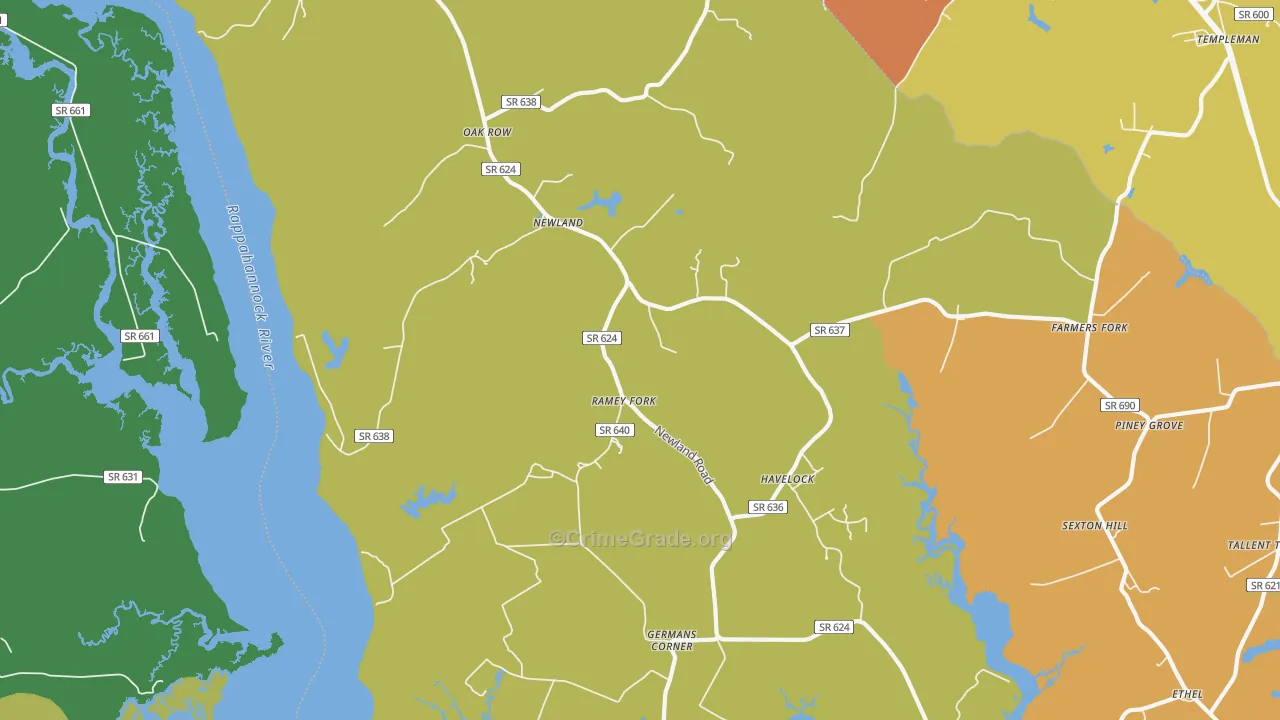 Newland, VA Map of Drug-Related Crime Rates