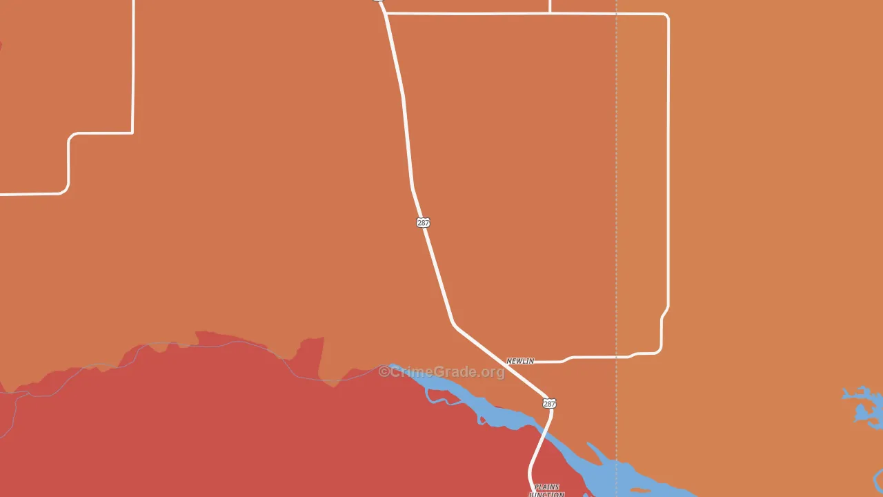 Newlin, TX Map of Drug-Related Crime Rates