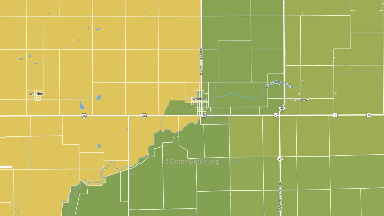 Newman, IL Map of Drug-Related Crime Rates