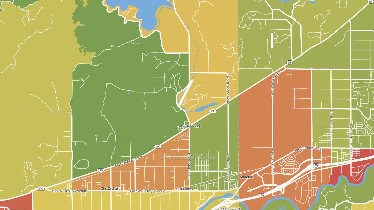 Newman Lake, WA Map of Drug-Related Crime Rates