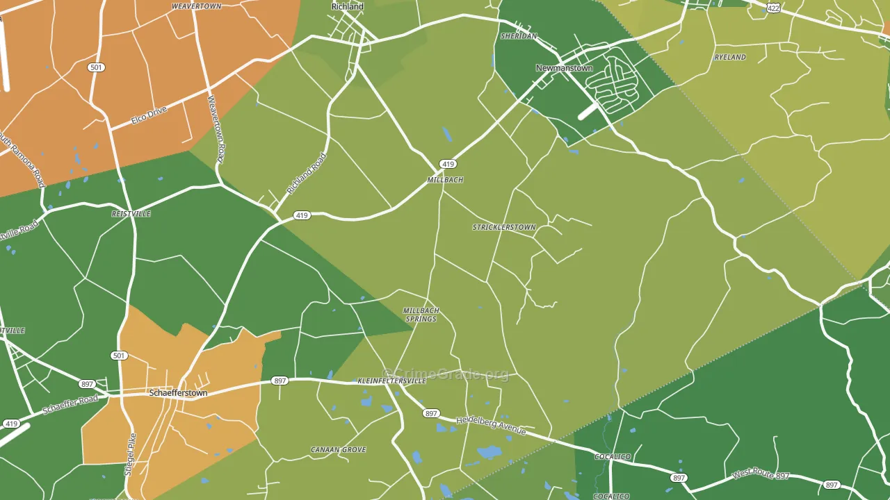 Newmanstown, PA Map of Drug-Related Crime Rates
