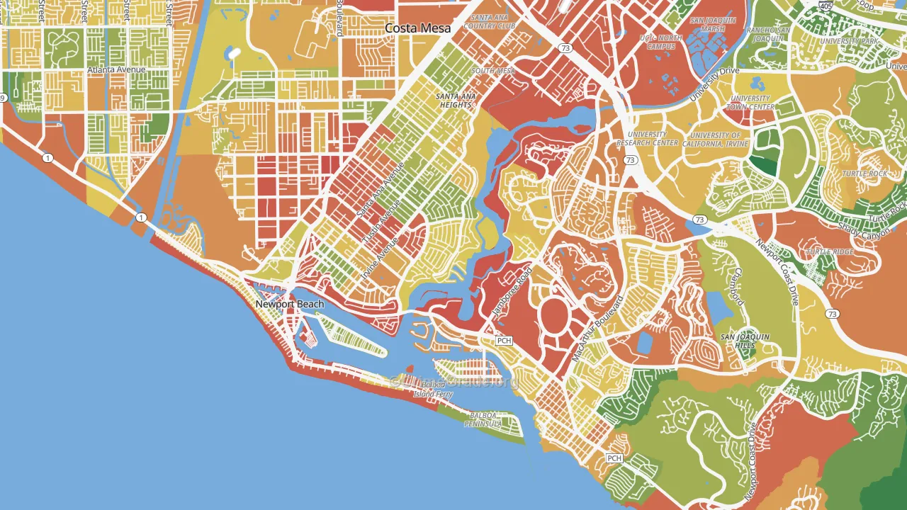 Newport Beach, CA Map of Drug-Related Crime Rates