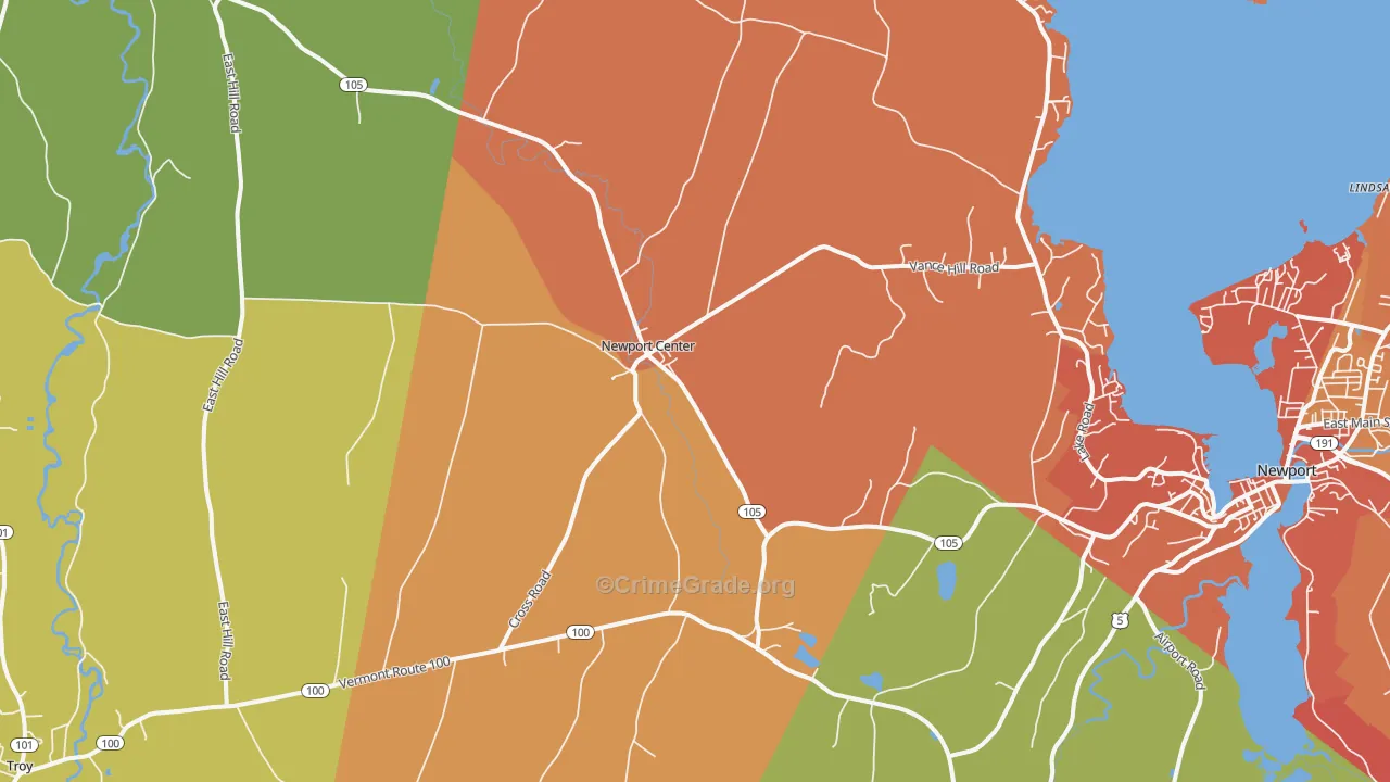 Newport Center, VT Map of Drug-Related Crime Rates