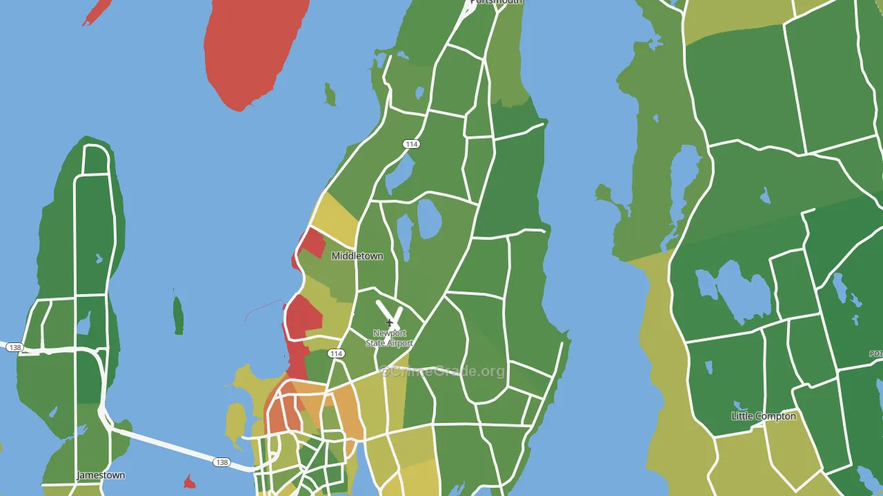 Newport County, RI Map of Drug-Related Crime Rates