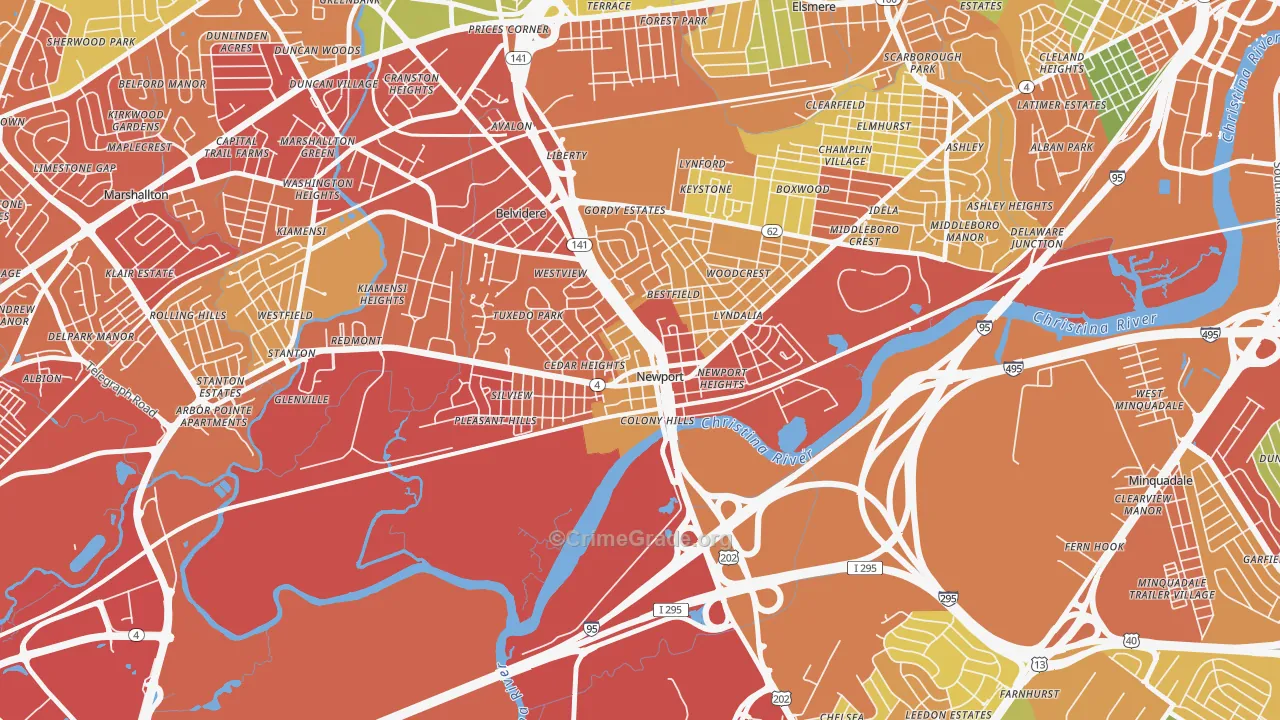 Newport, DE Map of Drug-Related Crime Rates