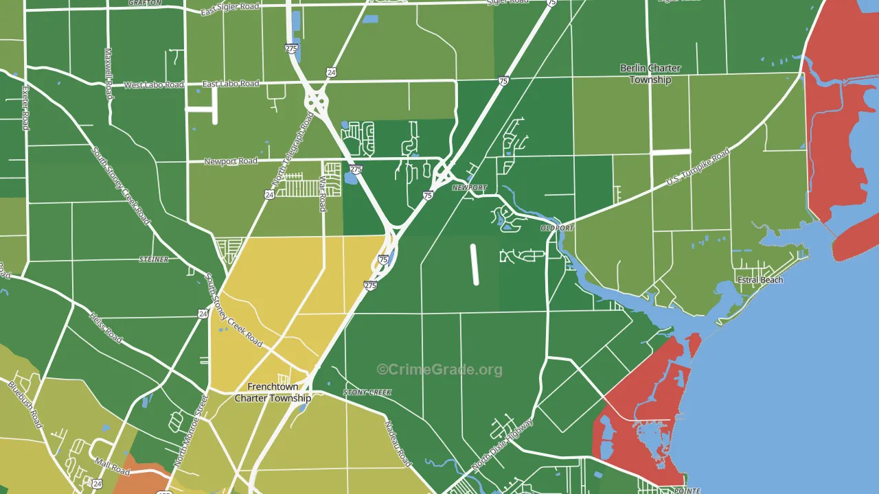 Newport, MI Map of Drug-Related Crime Rates