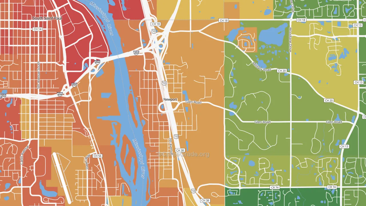 Newport, MN Map of Drug-Related Crime Rates