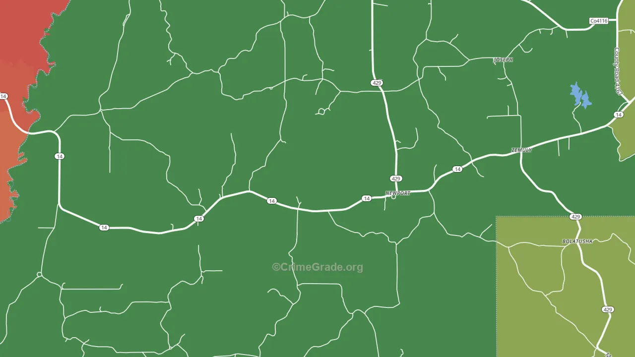 Newport, MS Map of Drug-Related Crime Rates