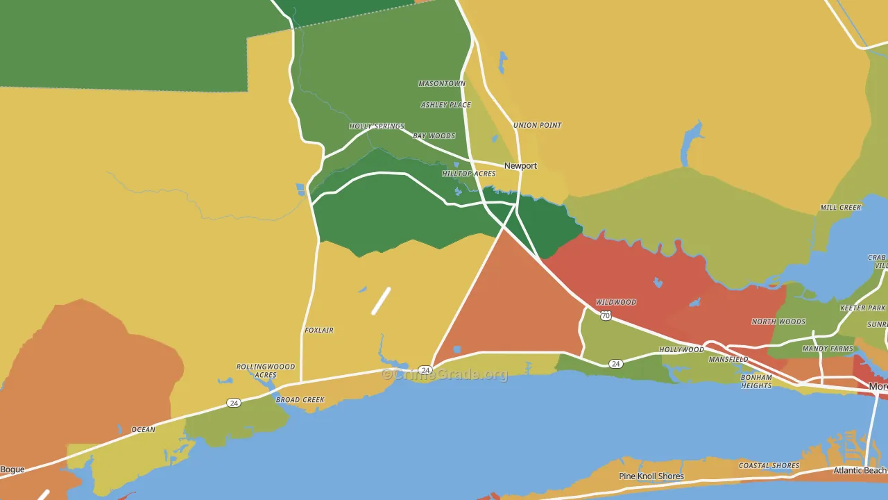 Newport, NC Map of Drug-Related Crime Rates