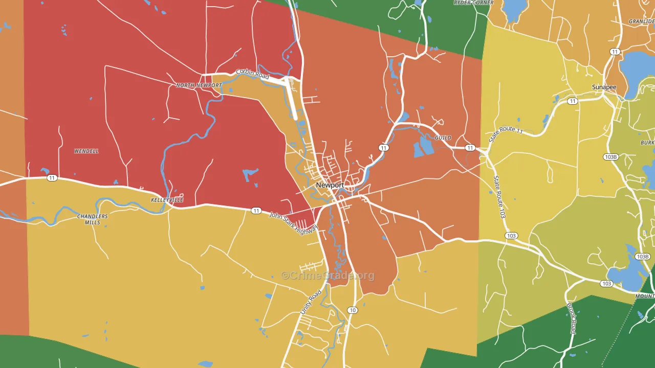 Newport, NH Map of Drug-Related Crime Rates