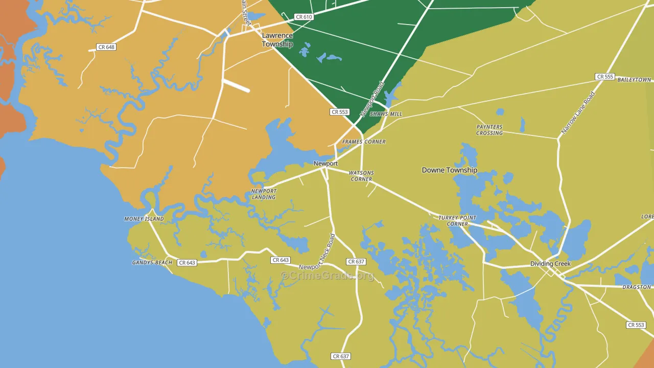 Newport, NJ Map of Drug-Related Crime Rates